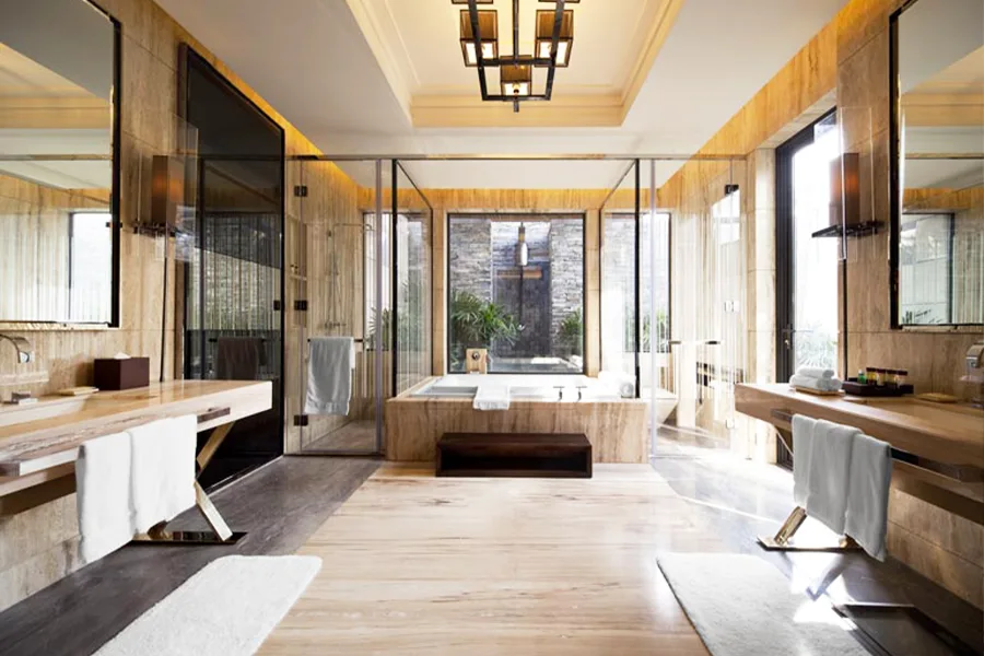 framed shower enclosure design for hotel