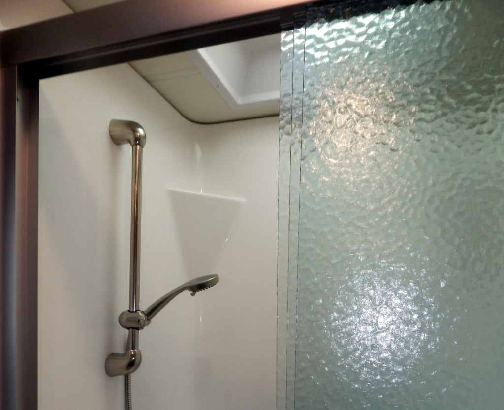 RV shower door and shower head