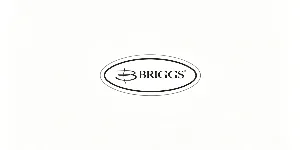 Black oval badge logo with BRIGGS serif lettering and ornamental B emblem on white background