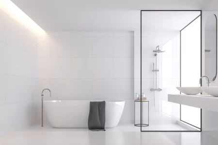 single panel glass shower screen for bathtub and basin full solution