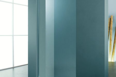 single-panel glass shower enclosure